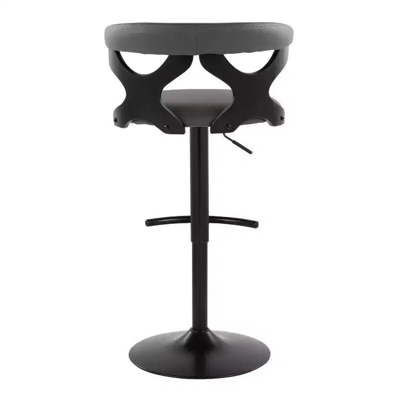 LumiSource Set of 2 Gardenia Adjustable Barstools Black Wood/Black Metal/Gray PU