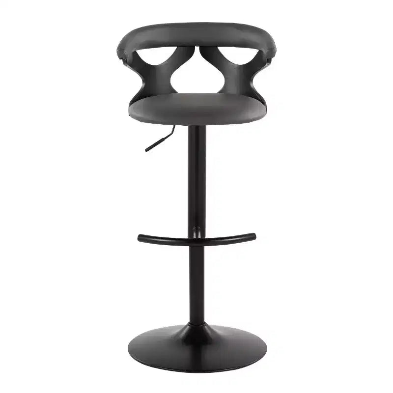 LumiSource Set of 2 Gardenia Adjustable Barstools Black Wood/Black Metal/Gray PU