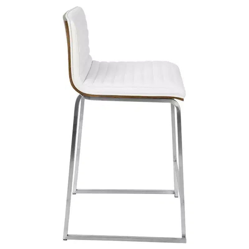 Set of 2 26" Mara Contemporary Counter Height Barstool White - Lumisource: Faux Leather, Wood Back, Steel Legs