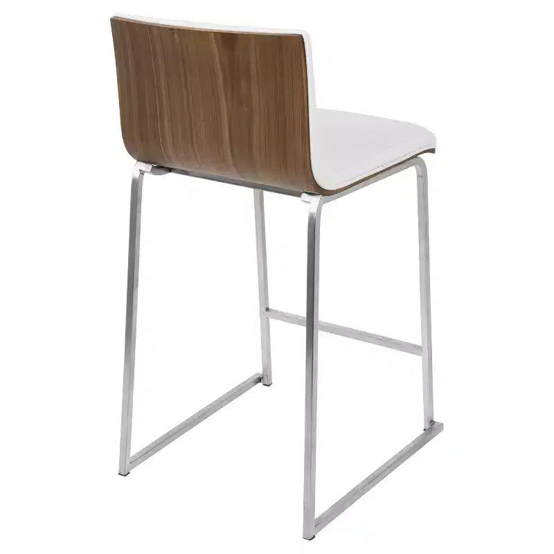 Set of 2 26" Mara Contemporary Counter Height Barstool White - Lumisource: Faux Leather, Wood Back, Steel Legs