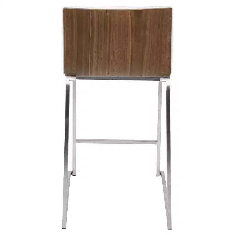 Set of 2 26" Mara Contemporary Counter Height Barstool White - Lumisource: Faux Leather, Wood Back, Steel Legs