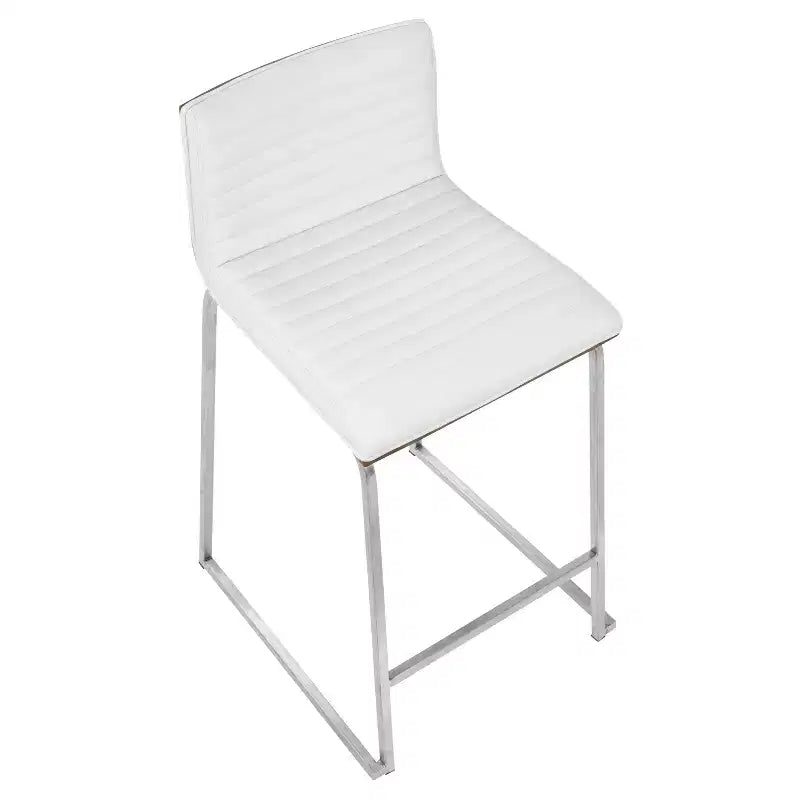 Set of 2 26" Mara Contemporary Counter Height Barstool White - Lumisource: Faux Leather, Wood Back, Steel Legs