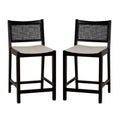 Powell Set of 2 Bessie Cane Counter Height Barstools Black