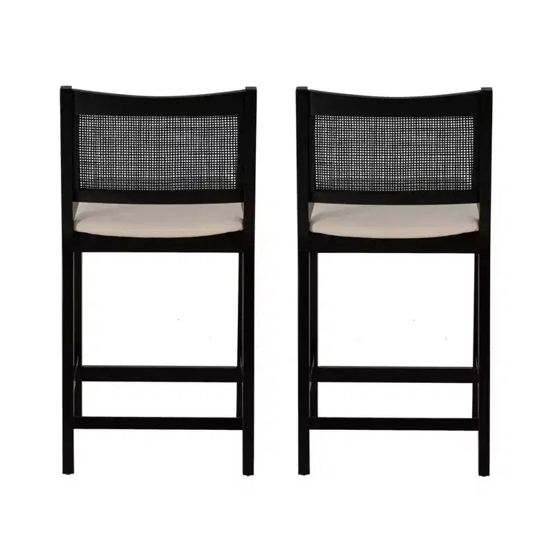 Powell Set of 2 Bessie Cane Counter Height Barstools Black