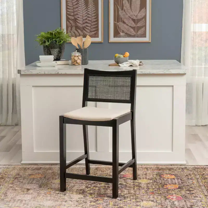 Powell Set of 2 Bessie Cane Counter Height Barstools Black