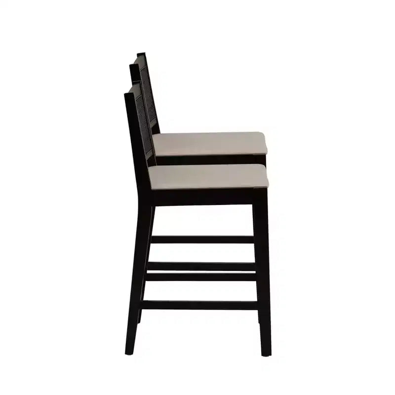 Powell Set of 2 Bessie Cane Counter Height Barstools Black