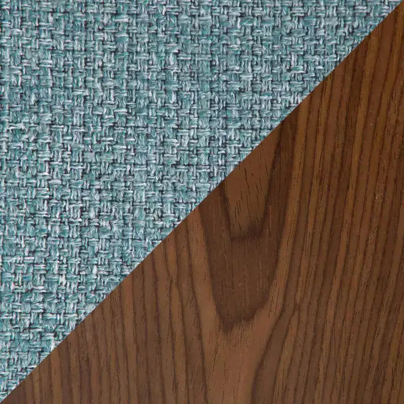 LumiSource Set of 2 Fabrico Mid Century Modern Counter Height Barstool Walnut/Blue:: Swivel, Polyester Upholstery, Wood Legs