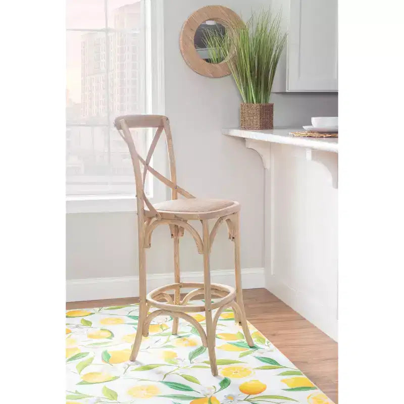 Roxy Wash Upholstery Barstool Gray - Linon: Elm Wood, French Country Design, 30" Seat Height