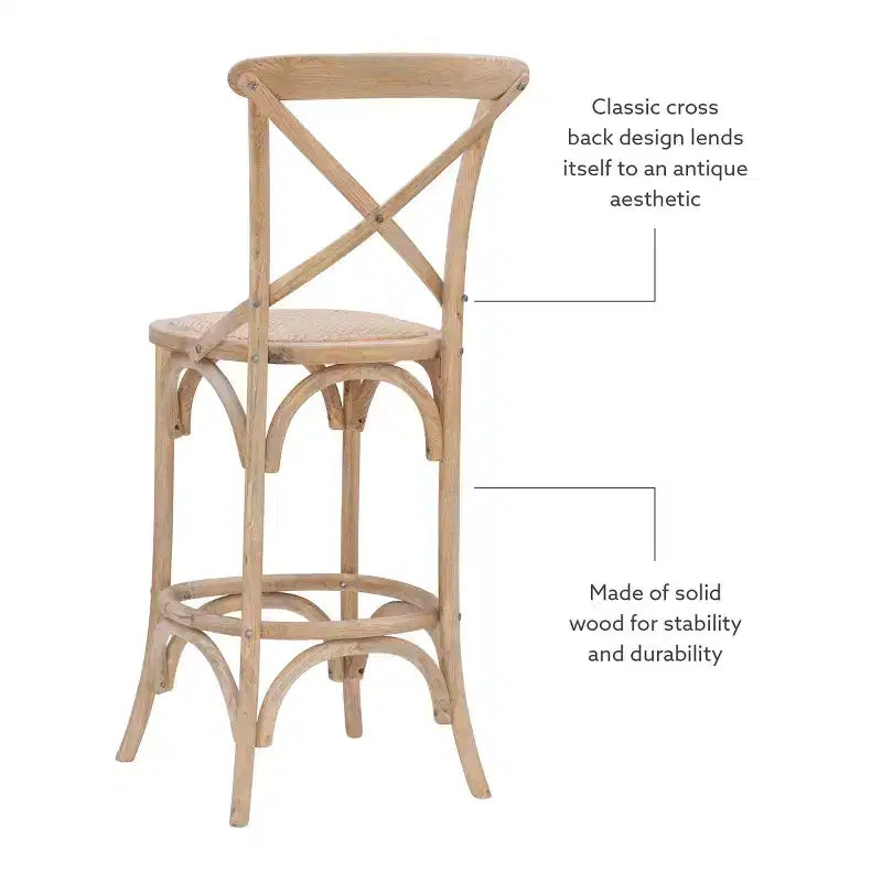 Roxy Wash Upholstery Barstool Gray - Linon: Elm Wood, French Country Design, 30" Seat Height