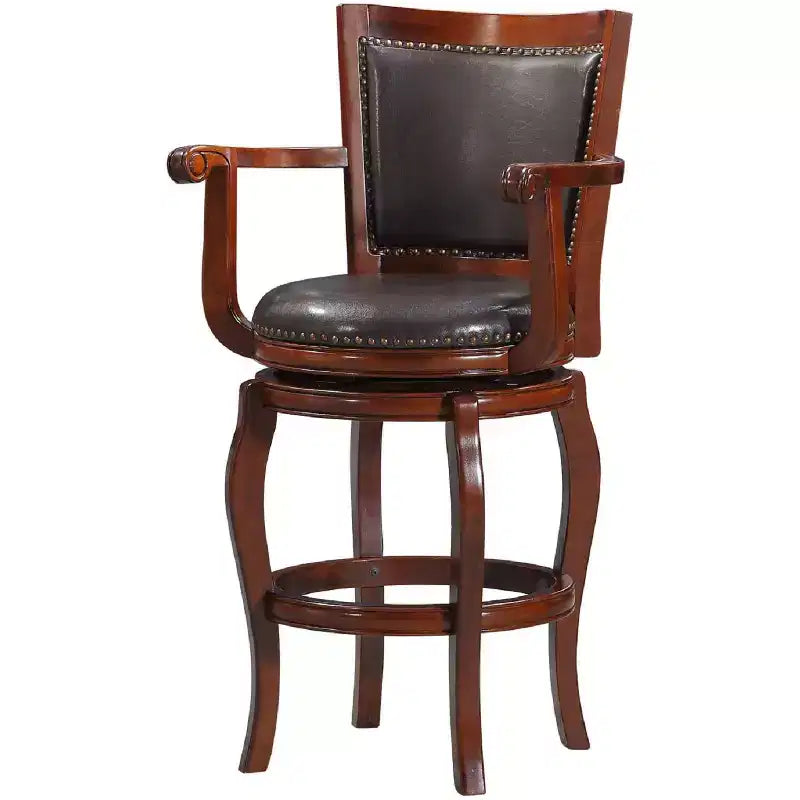 Jones Swivel Barstool Cherry/Brown - Boraam: Upholstered, Hardwood Frame, Fixed Height 29.5"