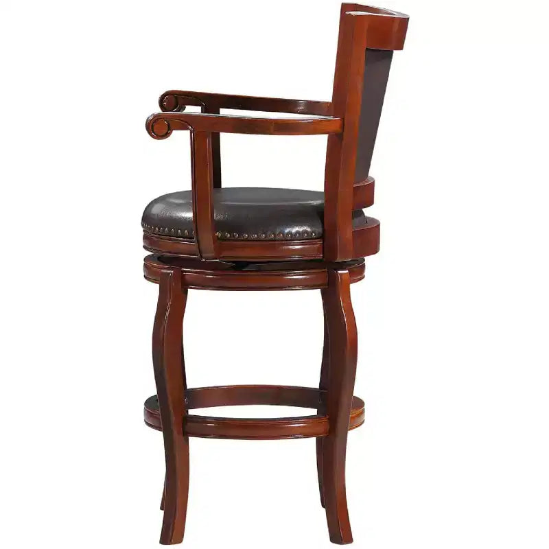 Jones Swivel Barstool Cherry/Brown - Boraam: Upholstered, Hardwood Frame, Fixed Height 29.5"