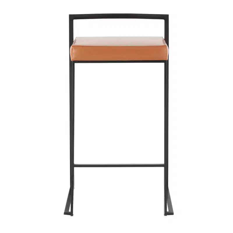 LumiSource Set of 3 Fuji Stacker Counter Height Barstools Black Metal/Camel PU