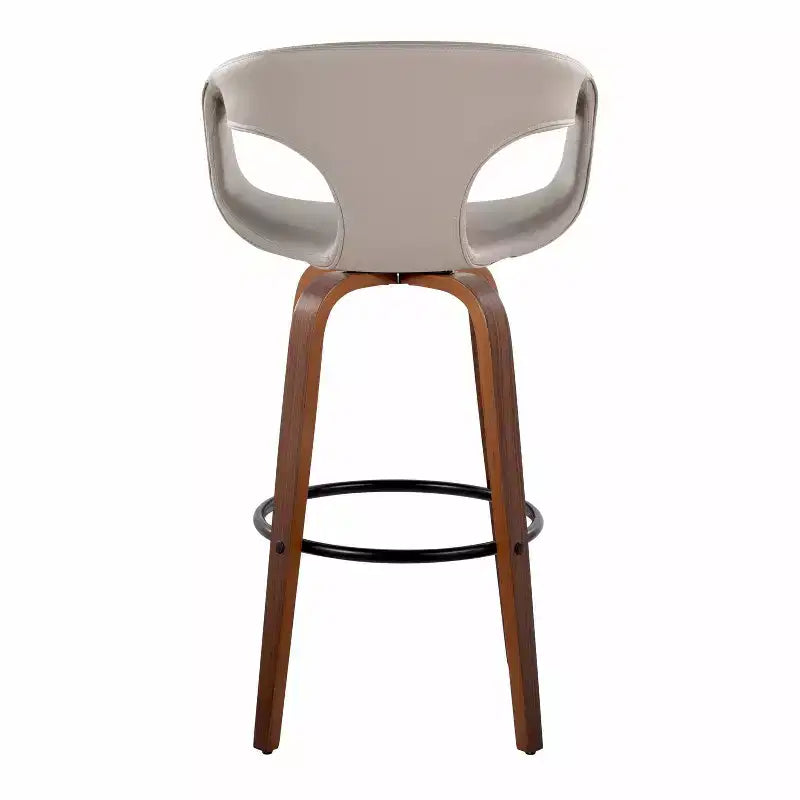 LumiSource Set of 2 Curva Barstools Walnut Wood/Light Gray PU