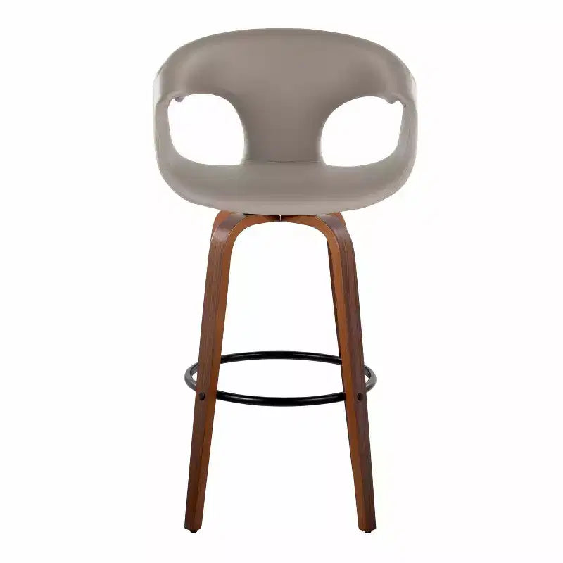 LumiSource Set of 2 Curva Barstools Walnut Wood/Light Gray PU
