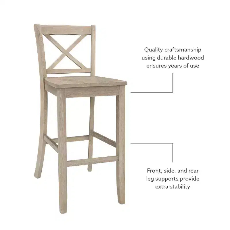 Linon Torino Wash X Back Counter Height Barstool Gray