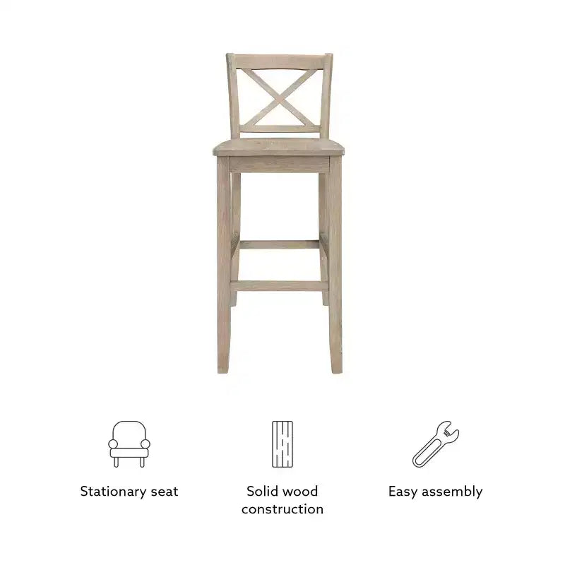 Linon Torino Wash X Back Counter Height Barstool Gray