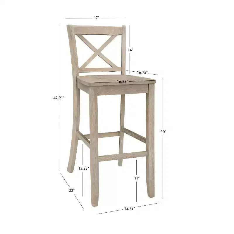 Linon Torino Wash X Back Counter Height Barstool Gray