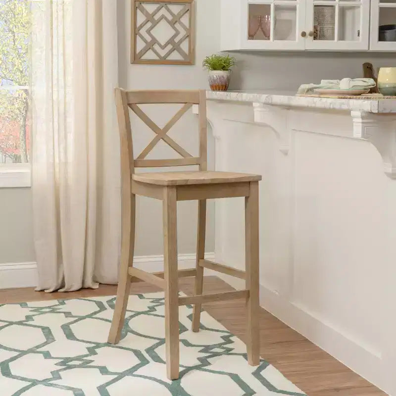 Linon Torino Wash X Back Counter Height Barstool Gray
