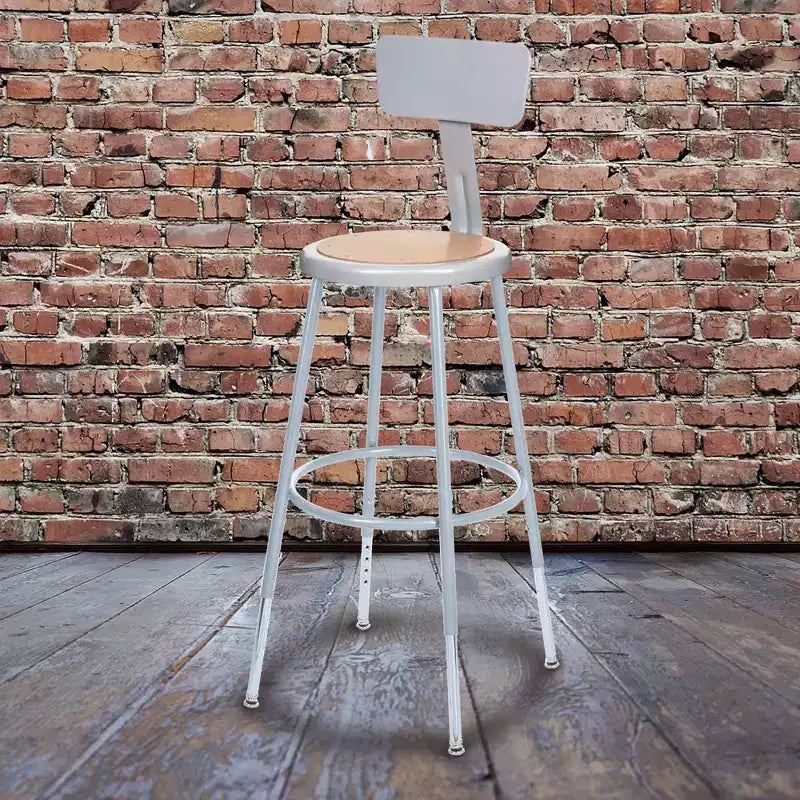 Hampden Furnishings 2pk 25"-33" Adjustable Heavy Duty Steel Barstool with Backrest Gray