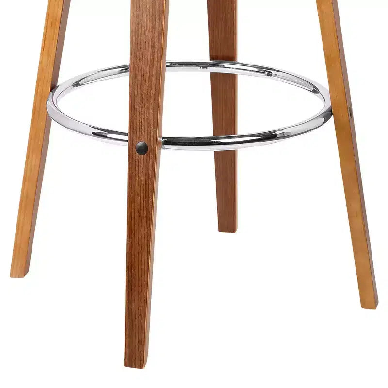 26" Caswell Mid-Century Swivel Counter Height Barstool Brown - Armen Living: Walnut Frame, Faux Leather