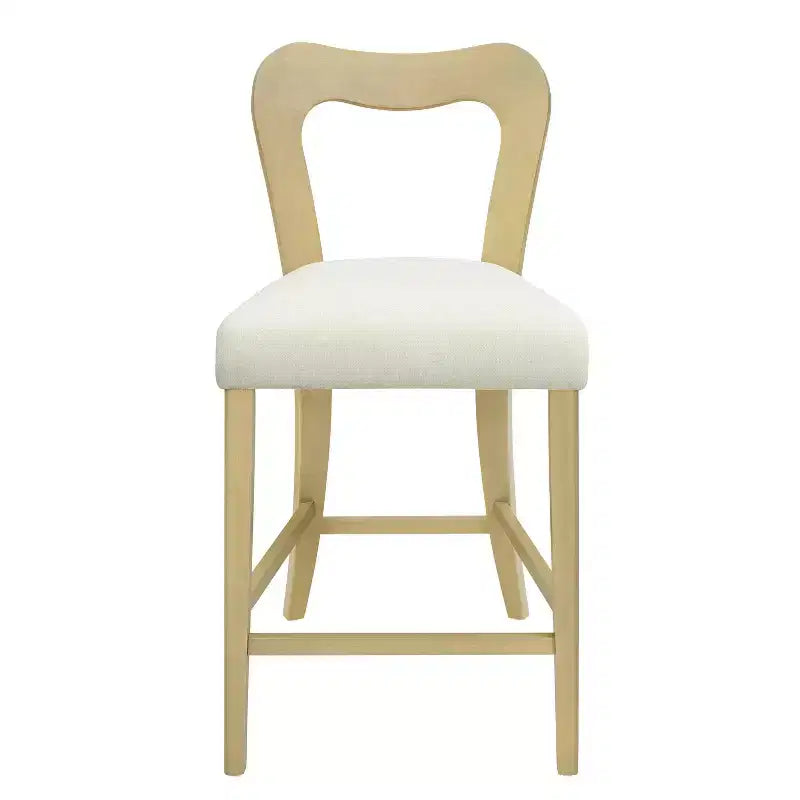 Christopher Knight Home Set of 2 Alice Rubberwood Upholstered with Curved Open Back Counter Height Barstools Beige/Light Ash