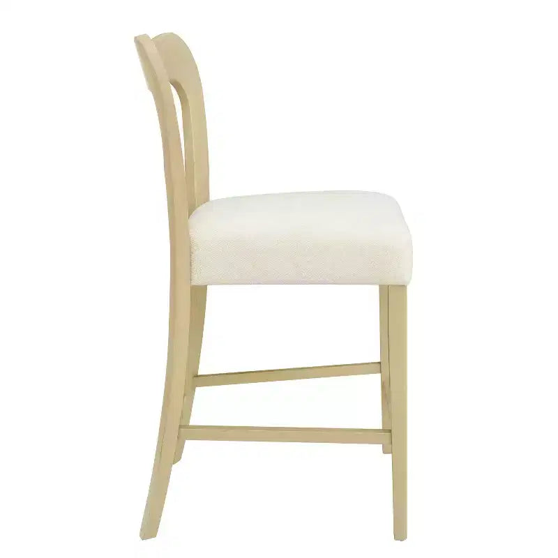 Christopher Knight Home Set of 2 Alice Rubberwood Upholstered with Curved Open Back Counter Height Barstools Beige/Light Ash