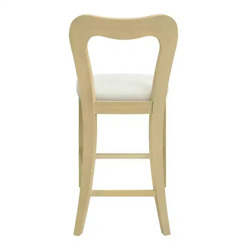 Christopher Knight Home Set of 2 Alice Rubberwood Upholstered with Curved Open Back Counter Height Barstools Beige/Light Ash