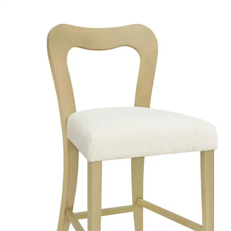 Christopher Knight Home Set of 2 Alice Rubberwood Upholstered with Curved Open Back Counter Height Barstools Beige/Light Ash
