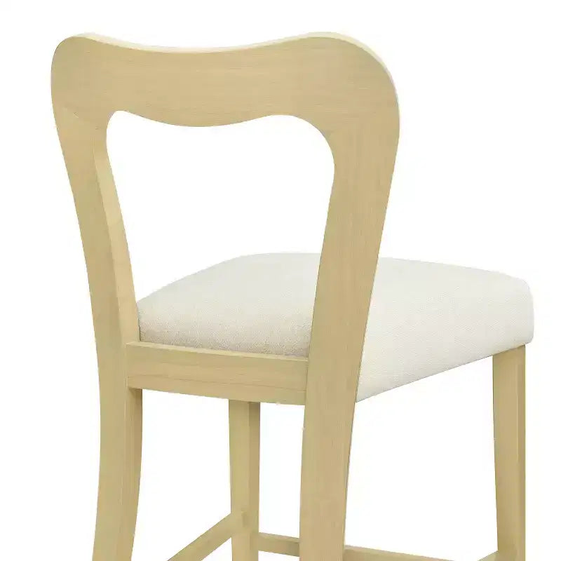 Christopher Knight Home Set of 2 Alice Rubberwood Upholstered with Curved Open Back Counter Height Barstools Beige/Light Ash