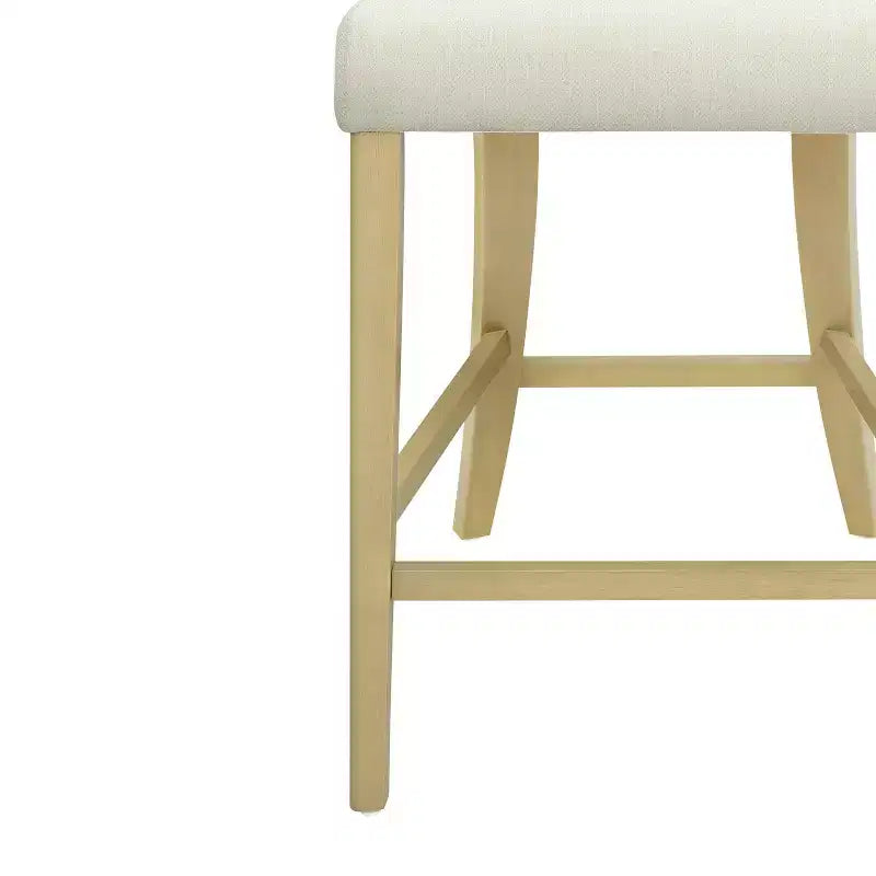 Christopher Knight Home Set of 2 Alice Rubberwood Upholstered with Curved Open Back Counter Height Barstools Beige/Light Ash