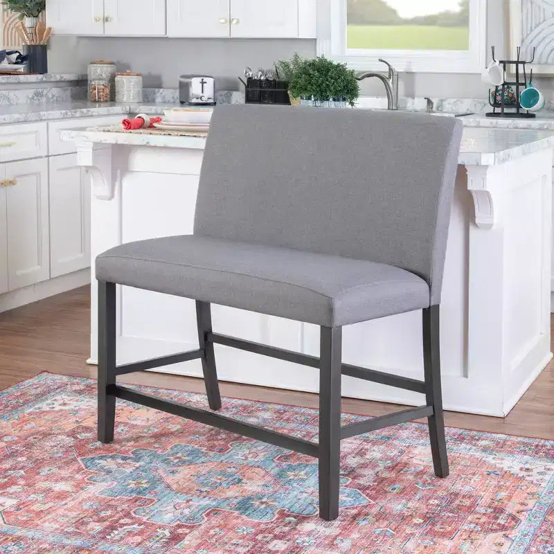 Powell Set of 2 Barnes Upholstered Counter Bench Black/Gray