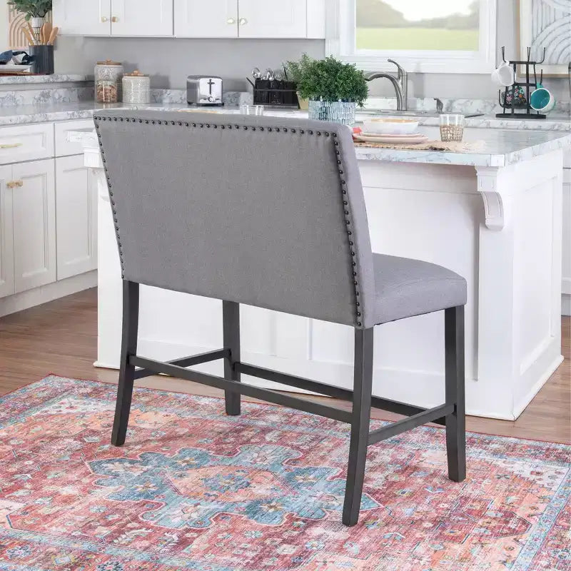 Powell Set of 2 Barnes Upholstered Counter Bench Black/Gray