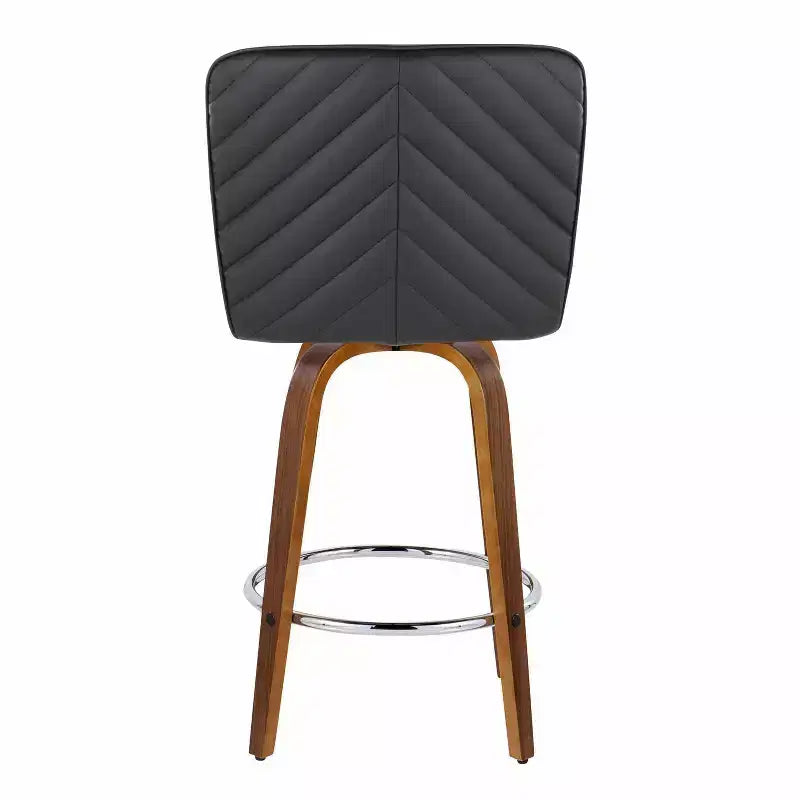 LumiSource Set of 2 Henry Counter Height Barstools Walnut Wood/Black PU