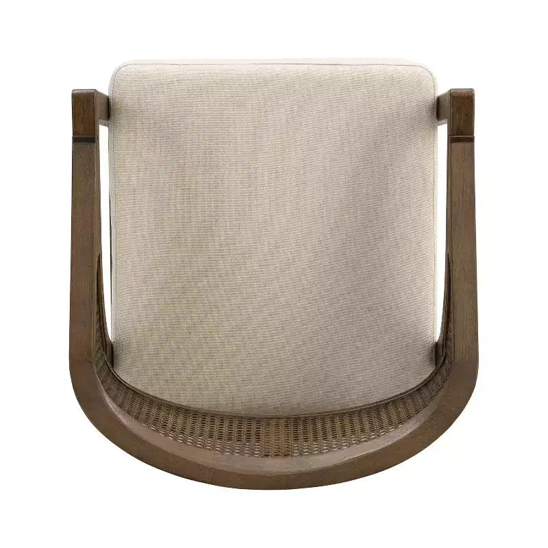 Christopher Knight Home Set of 2 Austin Rubberwood Upholstered with Cane Design Curved Back Counter Height Barstools Walnut/Beige