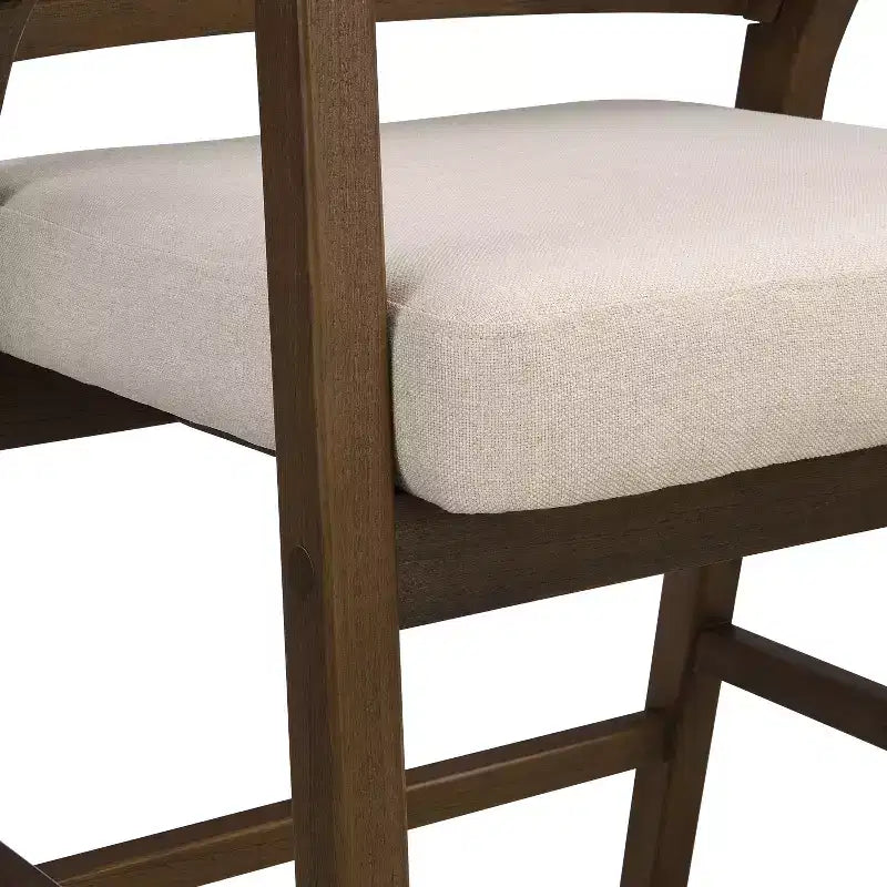 Christopher Knight Home Set of 2 Austin Rubberwood Upholstered with Cane Design Curved Back Counter Height Barstools Walnut/Beige