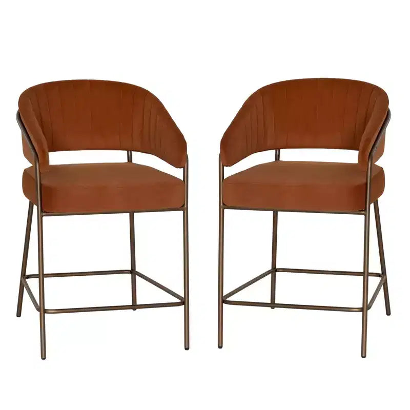 Linon Set of 2 Pernell Counter Height Barstools Caramel