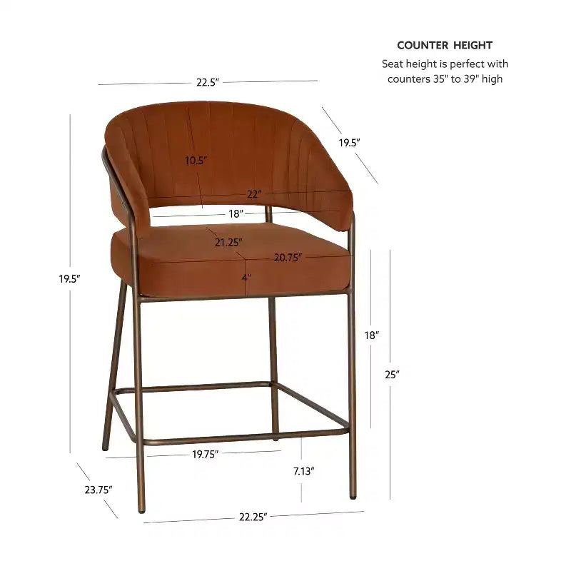 Linon Set of 2 Pernell Counter Height Barstools Caramel