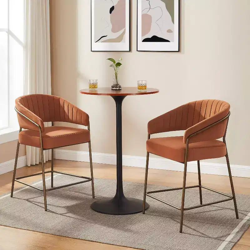 Linon Set of 2 Pernell Counter Height Barstools Caramel