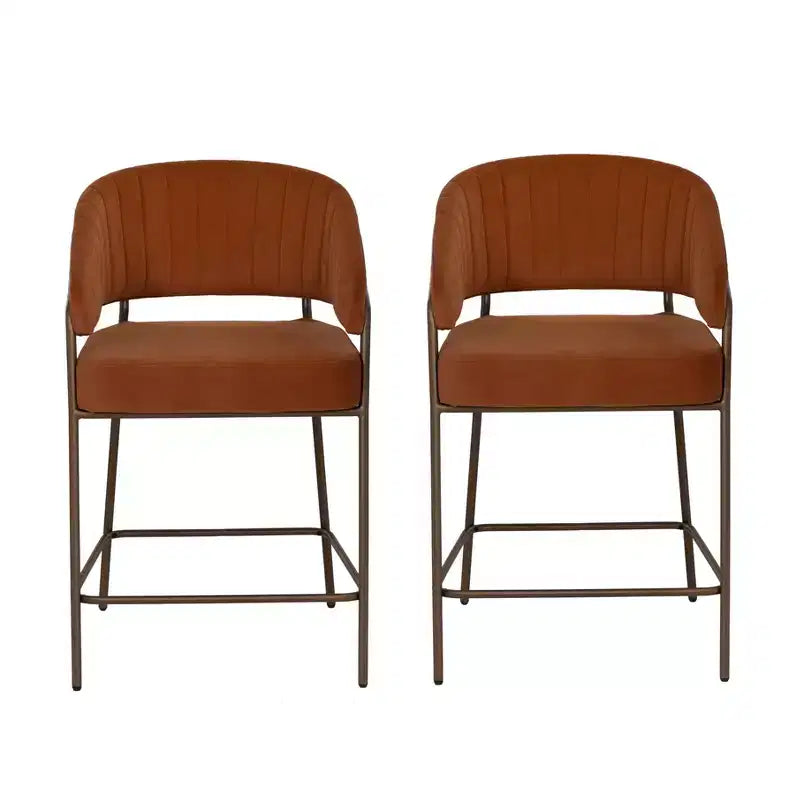 Linon Set of 2 Pernell Counter Height Barstools Caramel