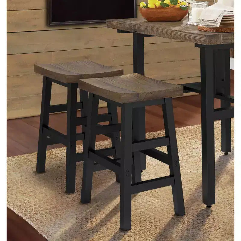 26" Pomona Counter Height Barstool with Metal Legs Brown - Alaterre Furniture