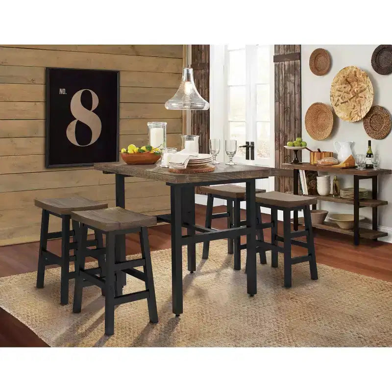 26" Pomona Counter Height Barstool with Metal Legs Brown - Alaterre Furniture