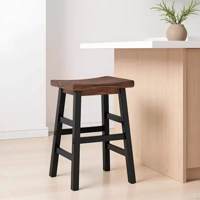 26" Pomona Counter Height Barstool with Metal Legs Brown - Alaterre Furniture