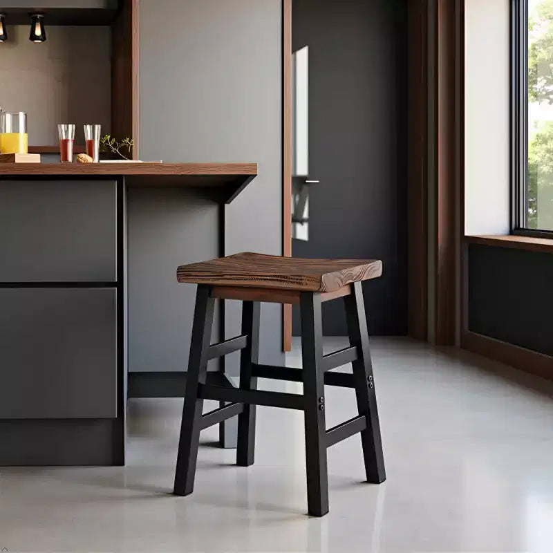 26" Pomona Counter Height Barstool with Metal Legs Brown - Alaterre Furniture