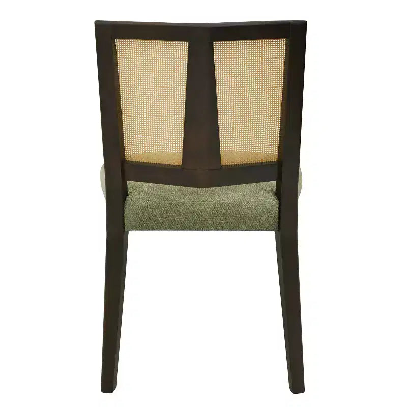 Christopher Knight Home Set of 2 Genesis Rubberwood Upholstered Dining Chairs with Cane Webbing Green/Dark Brown