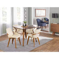 Cosmo Mid-Century Modern Chair Cream/Walnut - LumiSource: Faux Leather, Walnut Wood Legs, Padded Seat