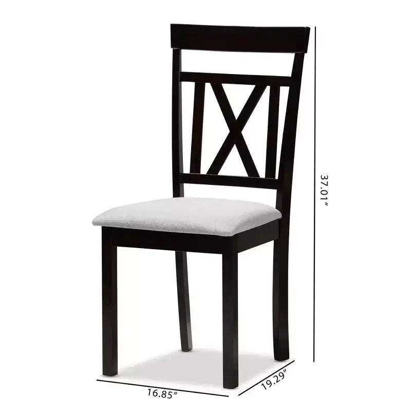 Set of 2 Rosie Espresso Finished Dining Chair Gray/ Brown - Baxton Studio: X-Back, Padded Seat, Wood Frame