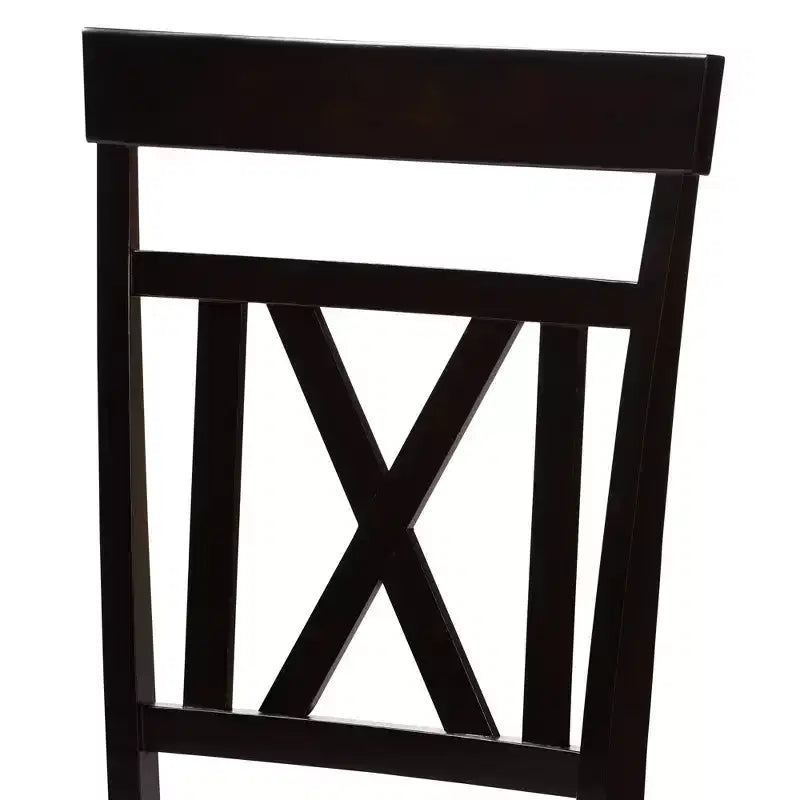 Set of 2 Rosie Espresso Finished Dining Chair Gray/ Brown - Baxton Studio: X-Back, Padded Seat, Wood Frame