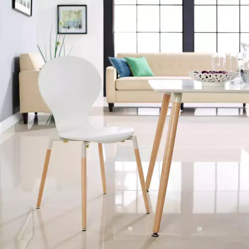 Modway Path Dining Wood Side Chair White: Solid Non-Upholstered, Spot Clean, 285 lb Capacity