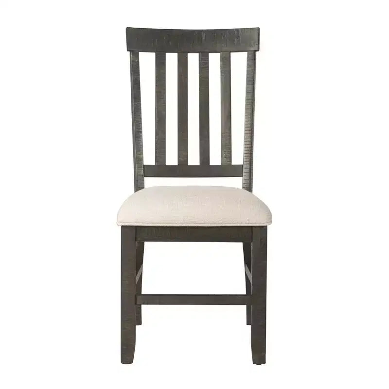 Stanford Side Chair Set Dark Ash - Picket House Furnishings: Lath Back, Cream Cushion, Rubberwood
