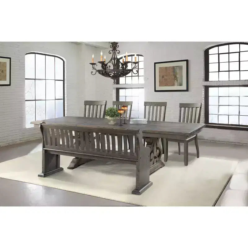 Stanford Side Chair Set Dark Ash - Picket House Furnishings: Lath Back, Cream Cushion, Rubberwood